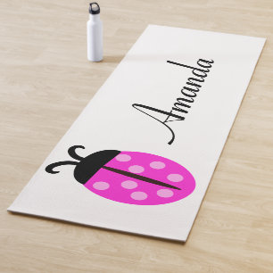 Pink Ladybug Personalized Name Yoga Mat