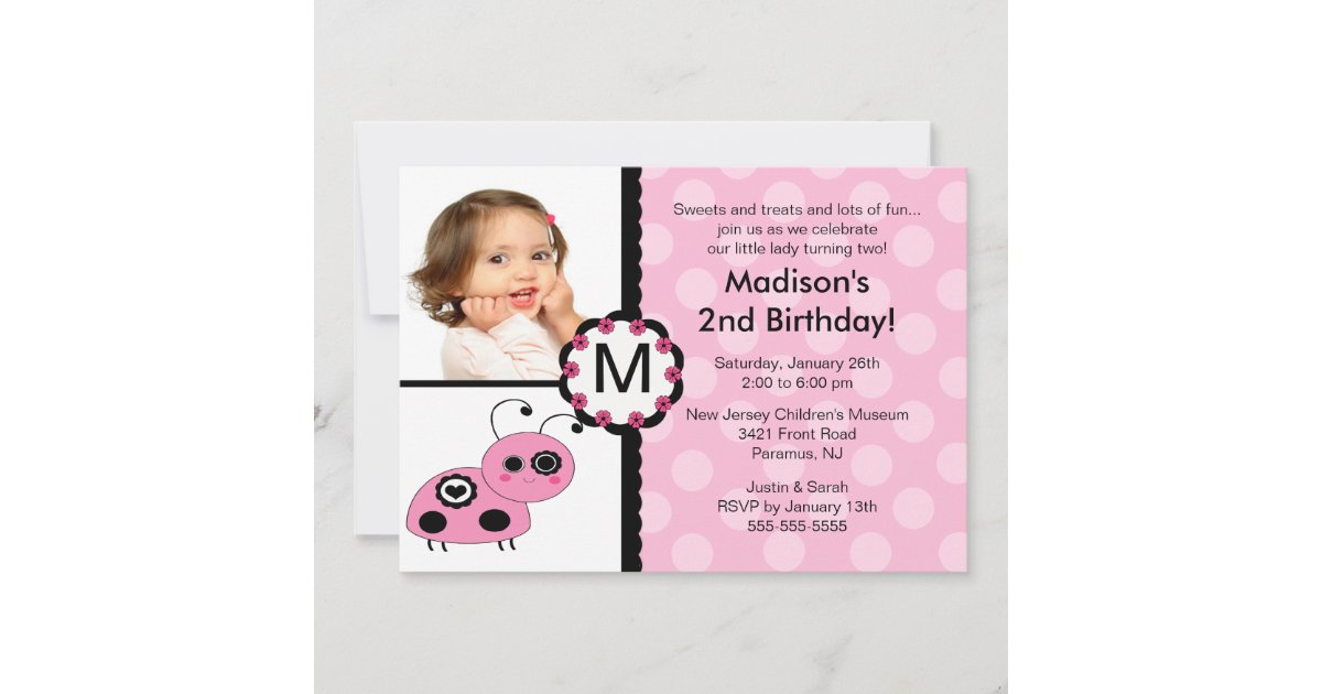 pink ladybug invitation