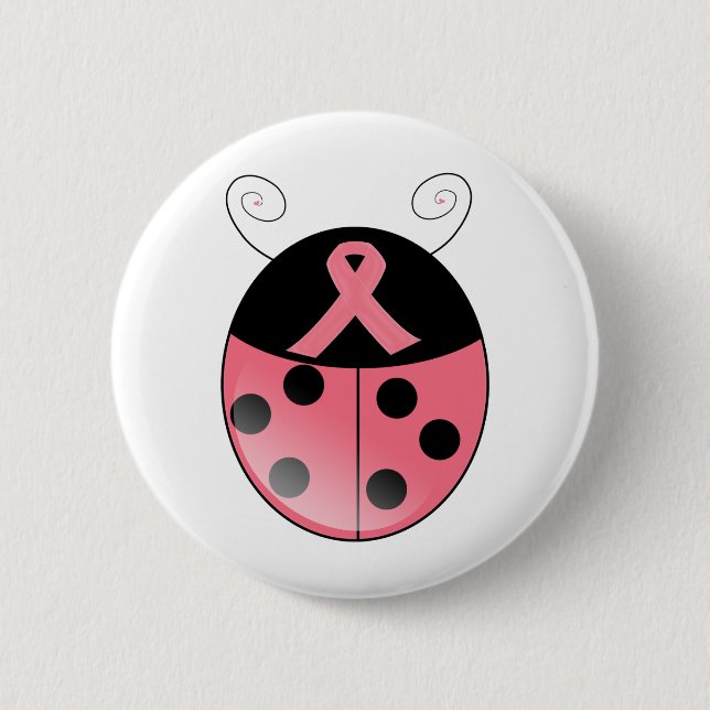Pink Ladybug Pinback Button (Front)