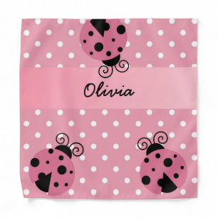Pink Ladybug Polka Dot Personalized Bandana
