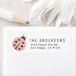 Pink Ladybug Return Address Label