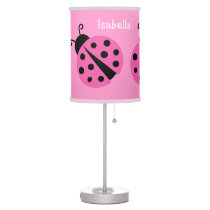 Pink ladybug table lamp for baby girl nursery room
