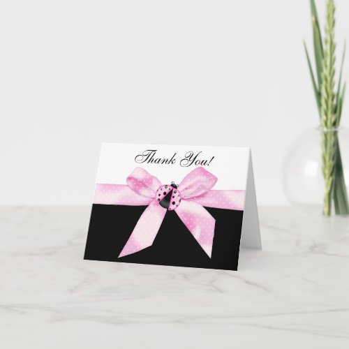 Pink Ladybug Thank You Cards