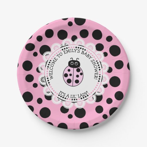 Pink Ladybug Themed Baby Shower Paper Plates