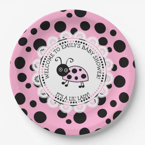 Pink Ladybug Themed Baby Shower Paper Plates