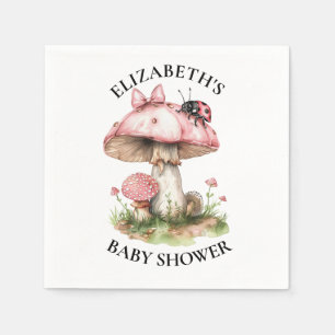 Pink Ladybug Watercolor Baby Shower Napkins