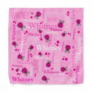 Pink ladybugs and hearts graphic custom name bandana