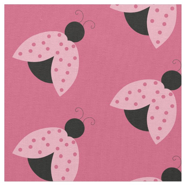 Pink Ladybugs Fabric (Close Up)