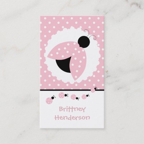 Pink Ladybugs Girly Play Date Card