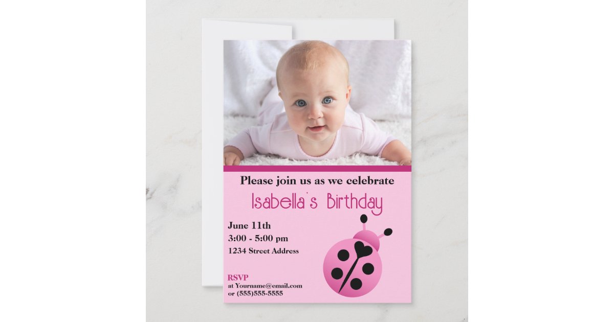 Pink Ladybugs Invitation | Zazzle