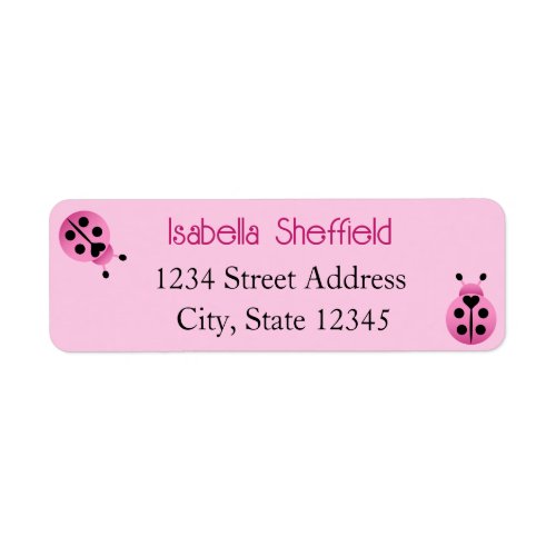 Pink Ladybugs Label