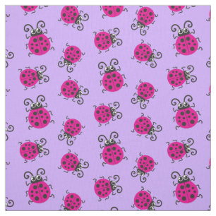 Pink ladybugs ladybirds graphic art pattern fabric