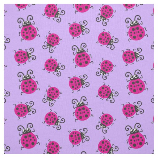 Pink ladybugs ladybirds graphic art pattern fabric