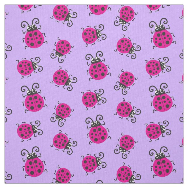 Pink ladybugs ladybirds graphic art pattern fabric (Swatch)