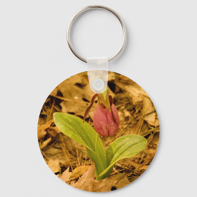 Pink Lady's Slipper Keychain (Front)