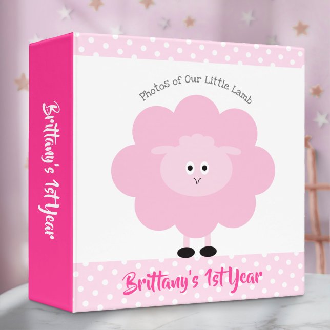 Pink Lamb Baby Girl 1st Year Cute Keepsake Photo 3 Ring Binder (Creator Uploaded)