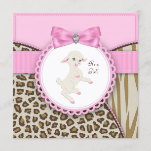 Pink Lamb Baby Shower Invitation