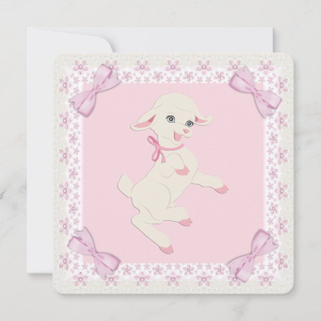 Pink Lamb Baby Shower Invitation (Front)