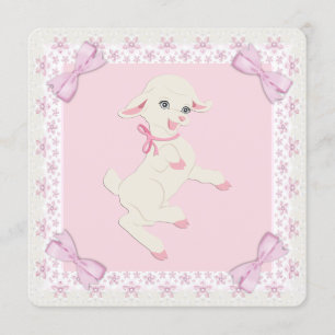 Pink Lamb Baby Shower Invitation