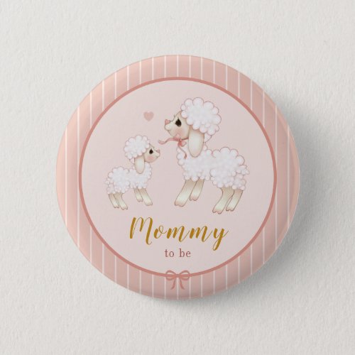 Pink Lamb Baby Shower Mommy To Be Button