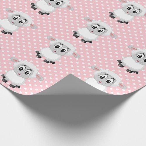 Pink Lamb Baby Shower Wrapping Paper