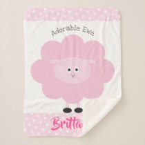 Pink Lamb Cute Baby Girl Chic Adorable Ewe Name Sherpa Blanket