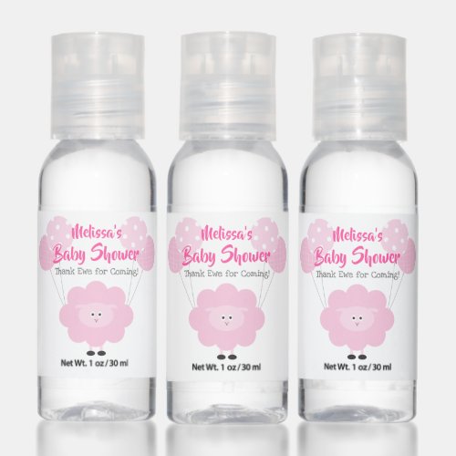 Pink Lamb Cute Girl Baby Shower Sweet Thank You Hand Sanitizer