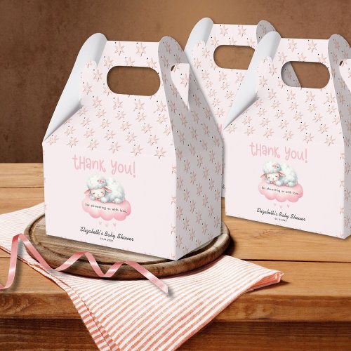 Pink Lamb Girl Baby Shower Favor Boxes