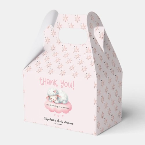 Pink Lamb Girl Baby Shower Favor Boxes