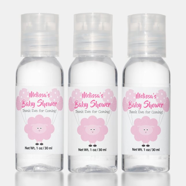 Pink Lamb Girl Baby Shower Kawaii Cute Thank You Hand Sanitizer (Set)