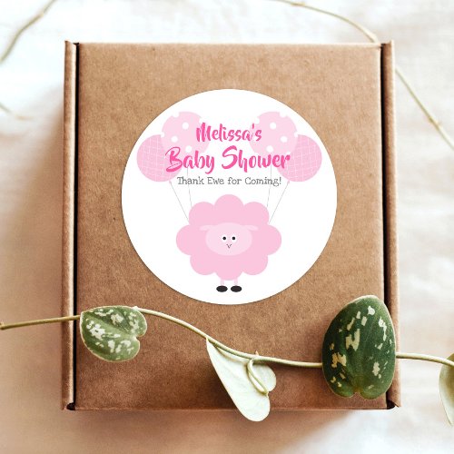 Pink Lamb Sweet Girl Baby Shower Thank You Cute Classic Round Sticker