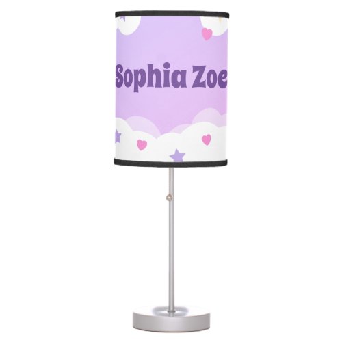 Pink Lamp with Hearts and Stars Amongst Clouds