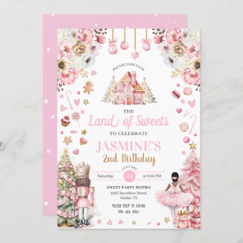 Pink Land of Sweets Sugar Plum Fairy Nutcracker Invitation