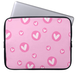 Pink Laptop Case with Hearts