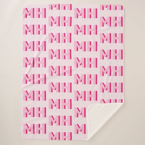 Pink Large Font Modern Typography Initials Sherpa Blanket