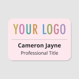 Pink Large Name Tag Company Logo Pin or Magnetic