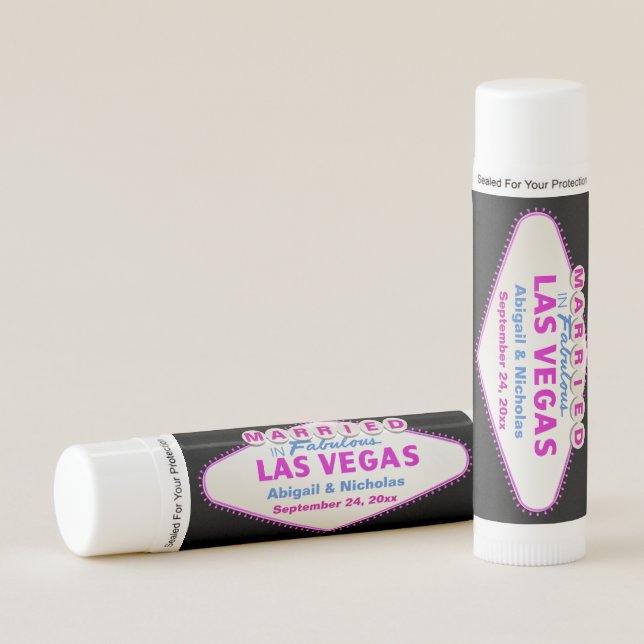Pink Las Vegas sign destination wedding favor Lip Balm (Front)