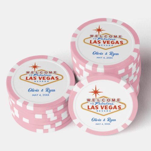 Pink Las Vegas Wedding Favor Poker Chips