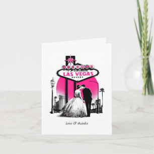 Pink Las Vegas Wedding Letterpress Thank You Card