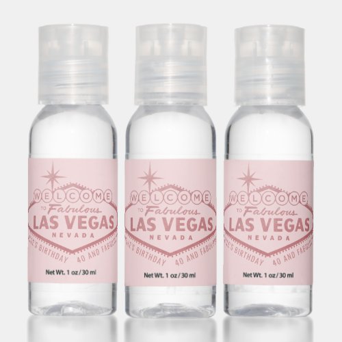 Pink Las Vegas Welcome Custom Party Favor Hand Sanitizer