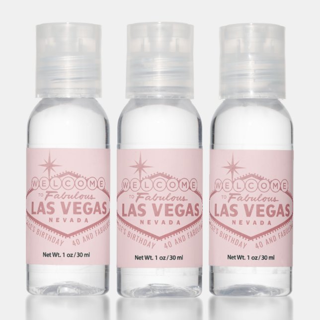 Pink Las Vegas Welcome Custom Party Favor Hand Sanitizer (Set)