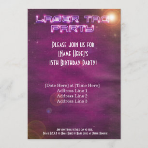Pink Laser Tag Party Invite