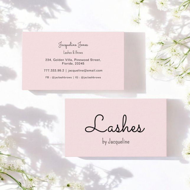 Pink Lashes Beauty Salon Simple Business Card (Creator Uploaded)