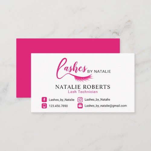 Pink Lashes Logo Eyelash Extensions Makeup Artist Business Card