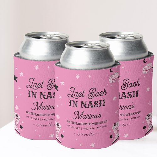 Pink Last Bash in Nash Nashville Bachelorette Name Can Cooler