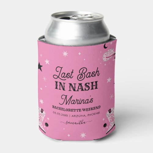 Pink Last Bash in Nash Nashville Bachelorette Name Can Cooler