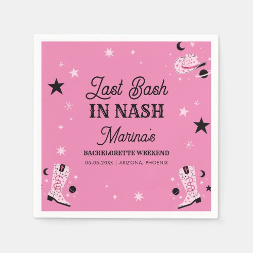 Pink Last Bash in Nash Nashville Bachelorette Napkins