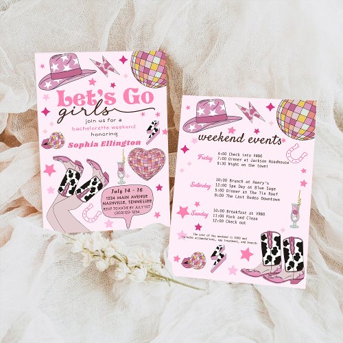 Pink Last Disco Bachelorette Nash Bash Invitation