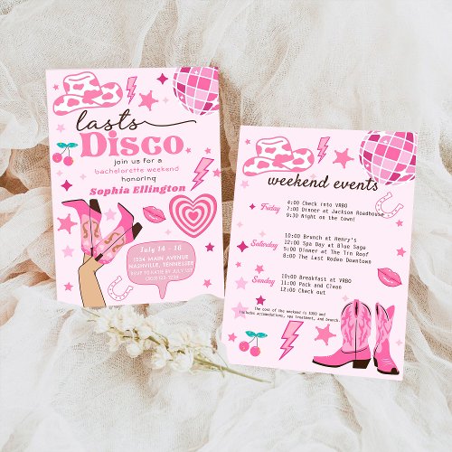 Pink Last Disco Bachelorette Weekend Nash Bash Invitation