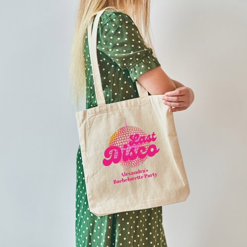 Pink Last Disco Retro 70s Bachelorette Party Tote Bag
